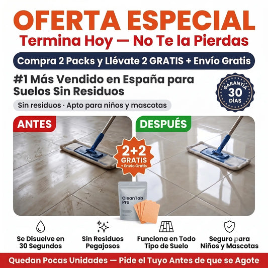 CleanTab Pro — Pastillas Disolventes para Suelos Limpios Sin Residuos Pegajosos | Compra 2 y llévate 2 GRATIS